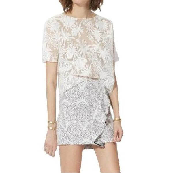 Maje Luxuriant Sheer Embroidered Organza Top