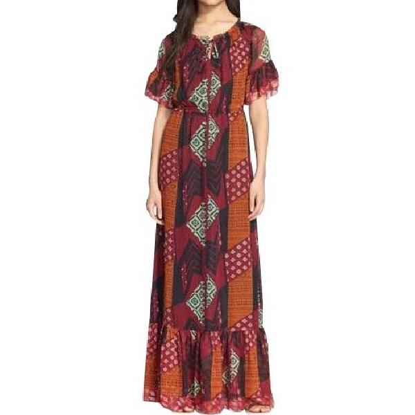 Diane von Furstenberg Jane Tribal Print Silk Chiffon Maxi Dress | evaChic