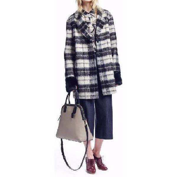 Kate Spade Woodland Mohair-Blend Check Coat in black and white