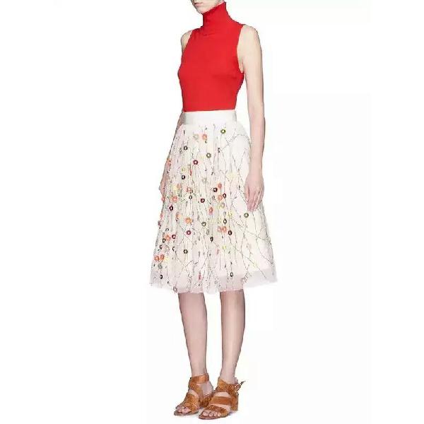 Alice + Olivia Catrina Floral Embellished Tulle Skirt