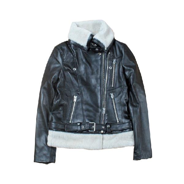 IRO Kolia Shearling Collar Leather Biker Jacket | evaChic