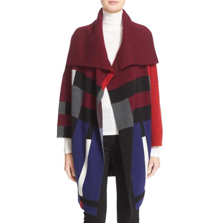 Burberry Check Wool Cashmere Cardigan Coat