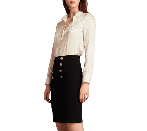 Burberry London Stretch Technical Cotton Military Skirt