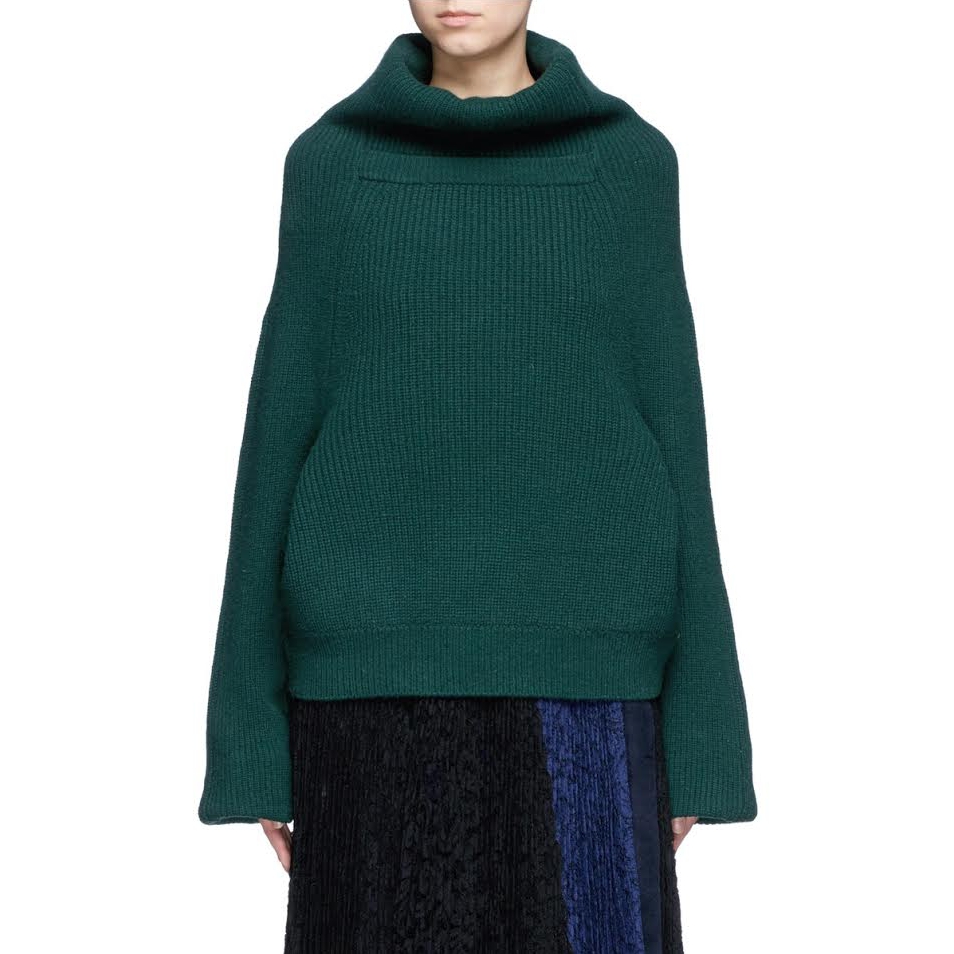 Toga Oversized Merino Wool Ribbed Turtleneck Sweater