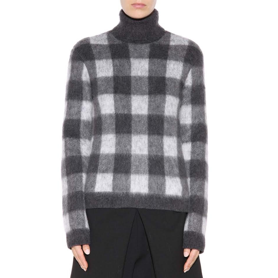 Balenciaga Check Wool & Mohair Blend Turtleneck Sweater