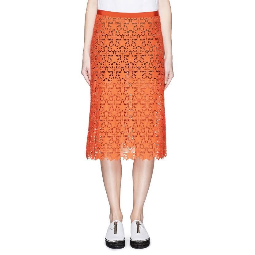 Sacai Star-Crochet Scalloped-Hem Cotton Skirt
