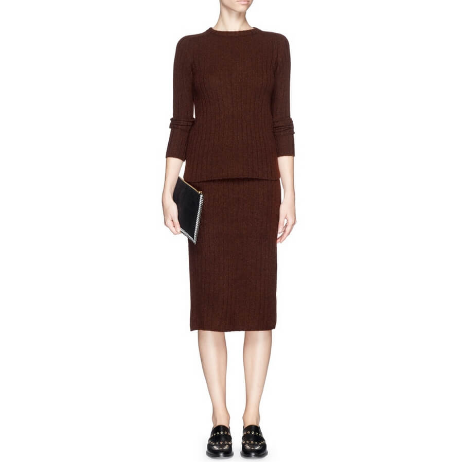 The Row Anneli Ribbed Cashmere Skirt