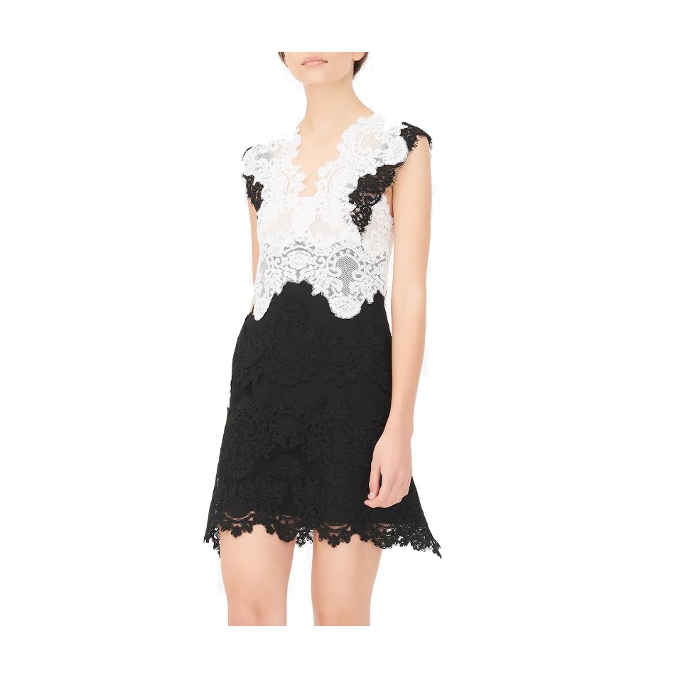 Sandro Butterfly Two-Tone Lace Mini Dress