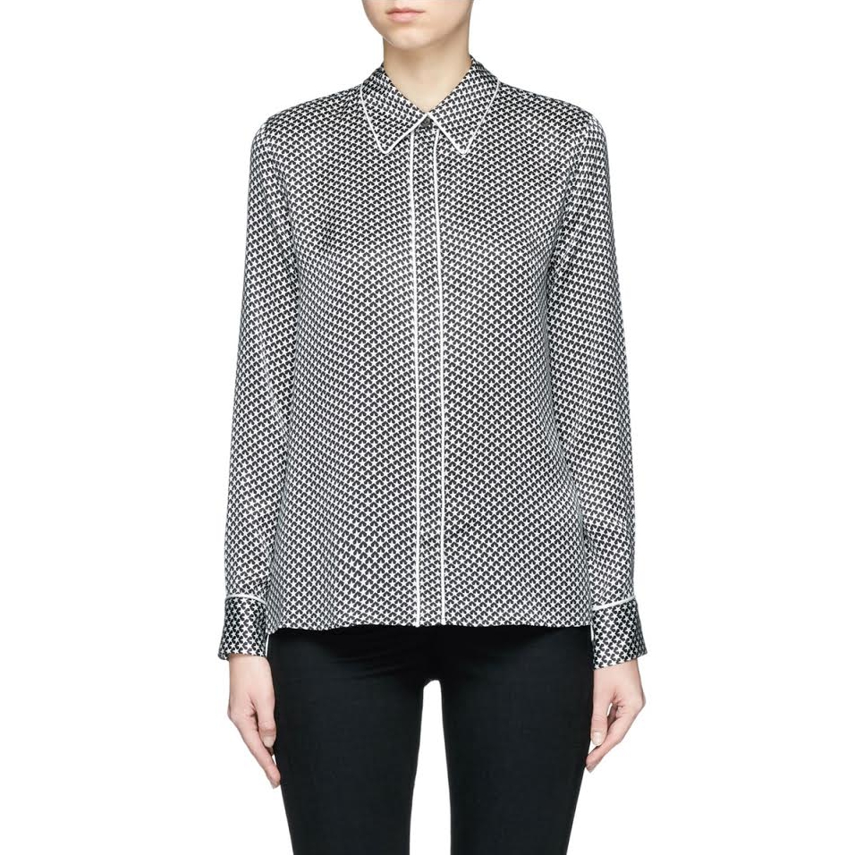 Equipment X Kate Moss Shiloh Star Print Silk Pajama Shirt