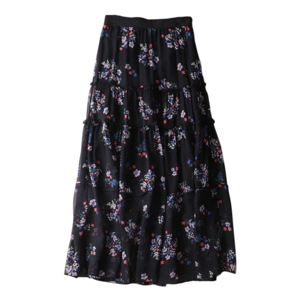 Nicholas Floral Tiered Flare Midi Skirt – evaChic