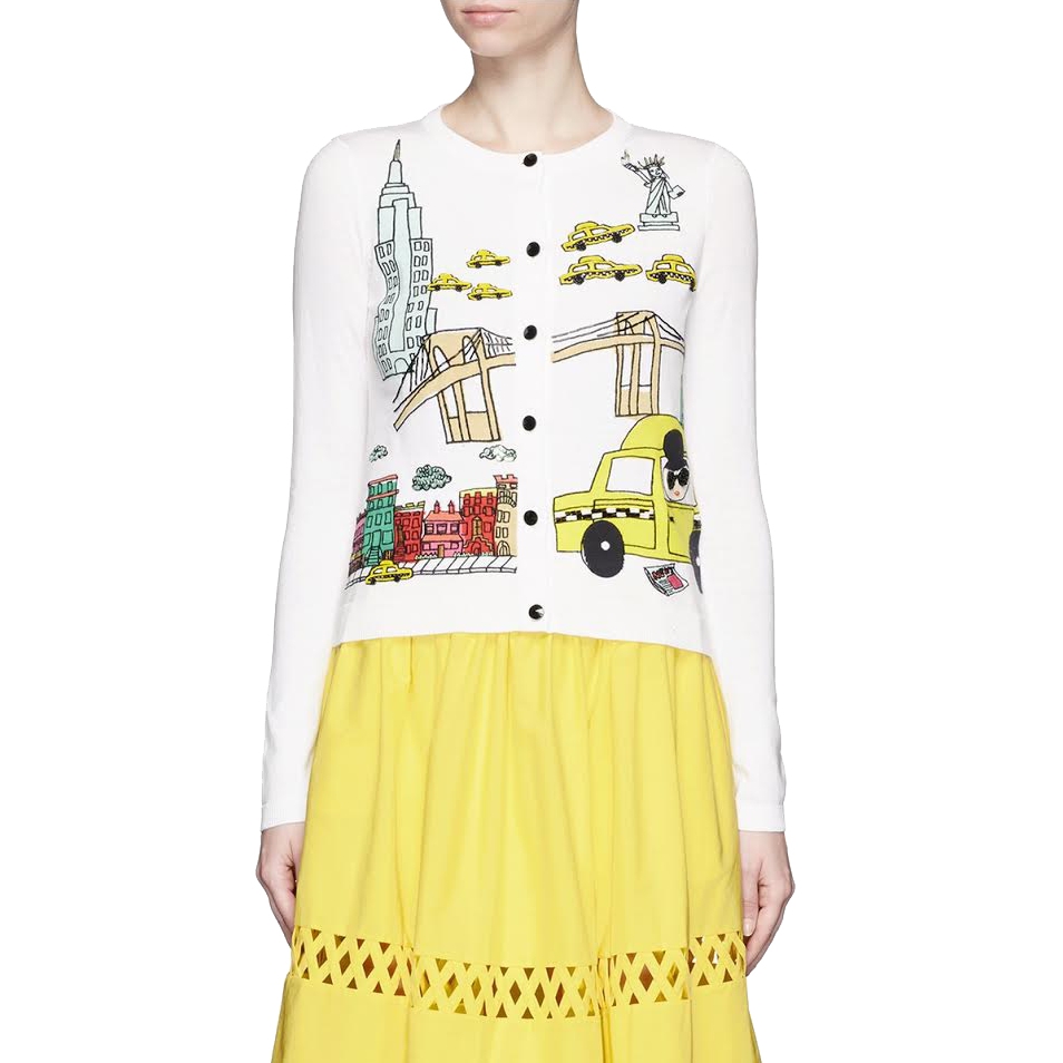 Alice + Olivia Stacey in NYC Mix Embroidery Cardigan