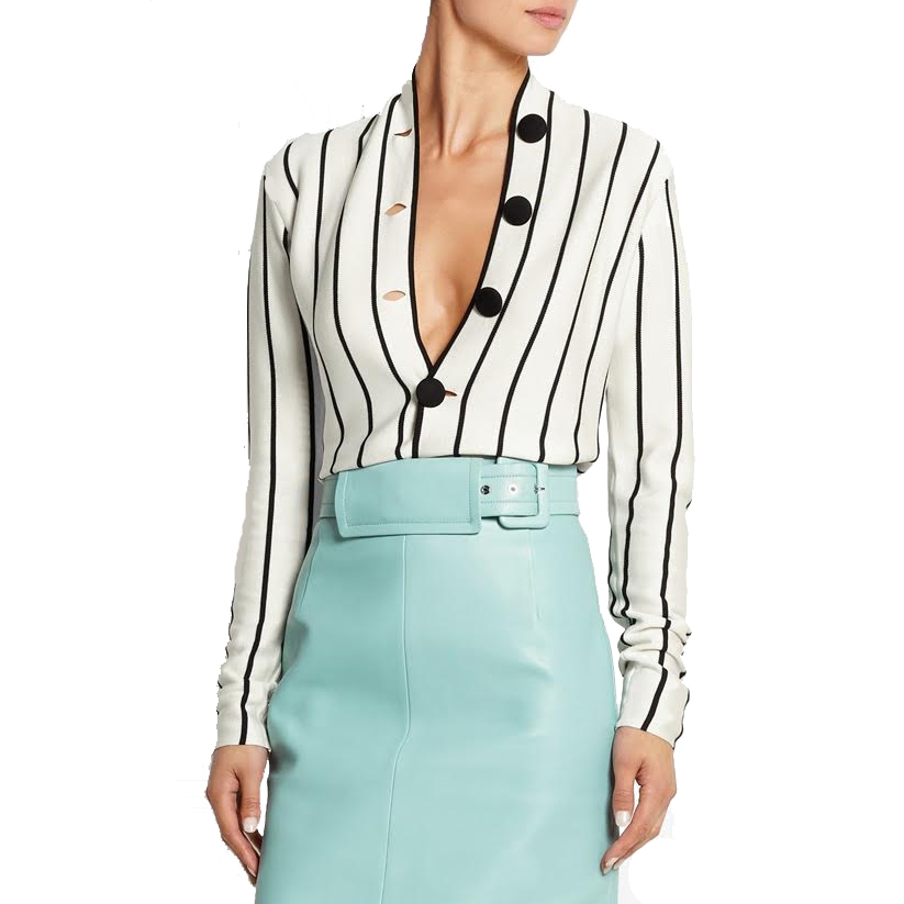 Balenciaga Striped Silk Jersey Cardigan