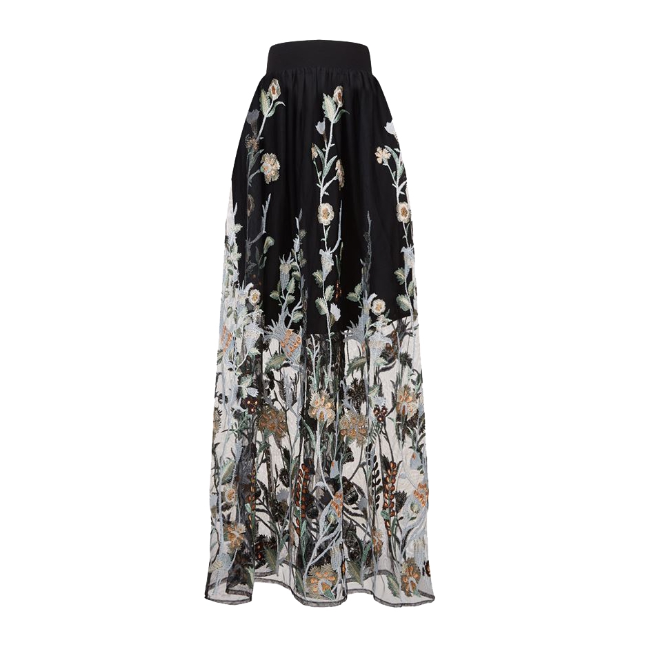 Maje Janvier Embroidered Tulle Floral Maxi Skirt – evaChic