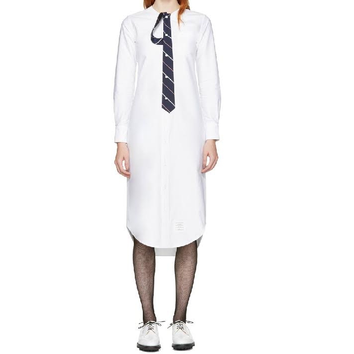 Thom Browne Buttoned Tie Shirtdress