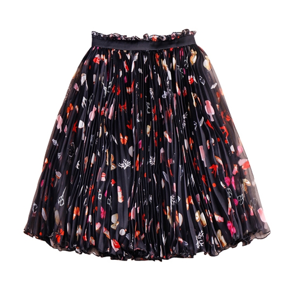 Alexander McQueen Pleated Printed Silk Chiffon Skirt – evaChic