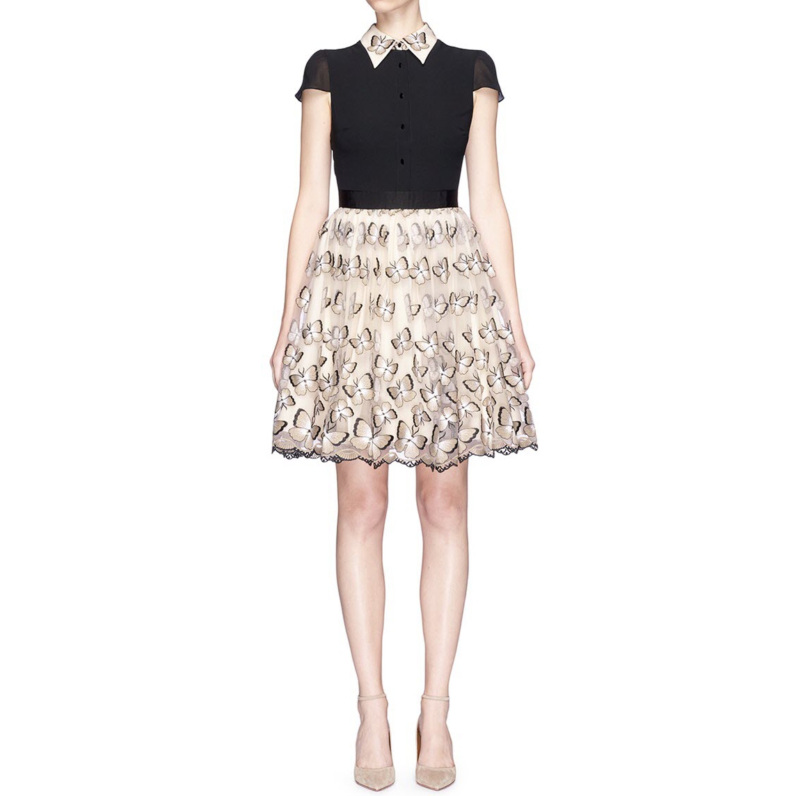 Alice + Olivia Dolly Butterfly Embroidered Dress
