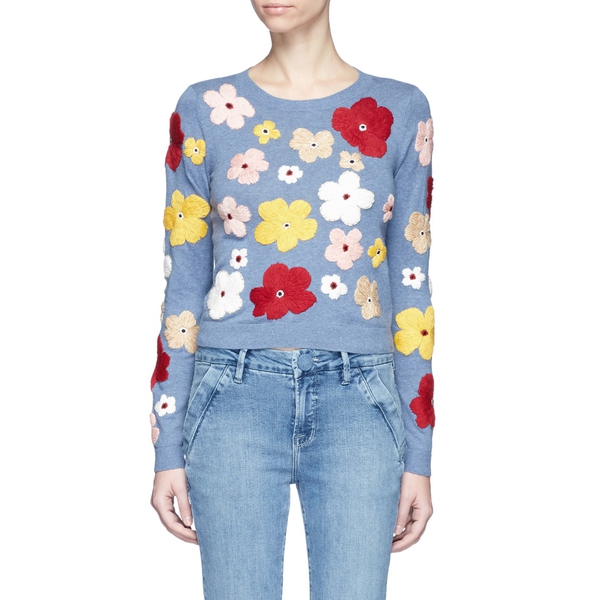 Alice + Olivia Lucca Graphic Floral Sweater