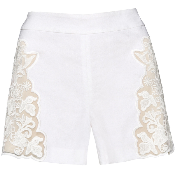 Alice + Olivia Marisa Lace Inset Linen Blend Shorts – evaChic