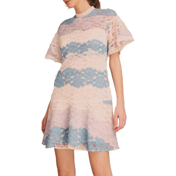 Burberry Flutter Sleeve Floral Lace Dress