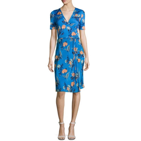 Diane von Furstenberg Floral Short-Sleeve Flared Wrap Dress