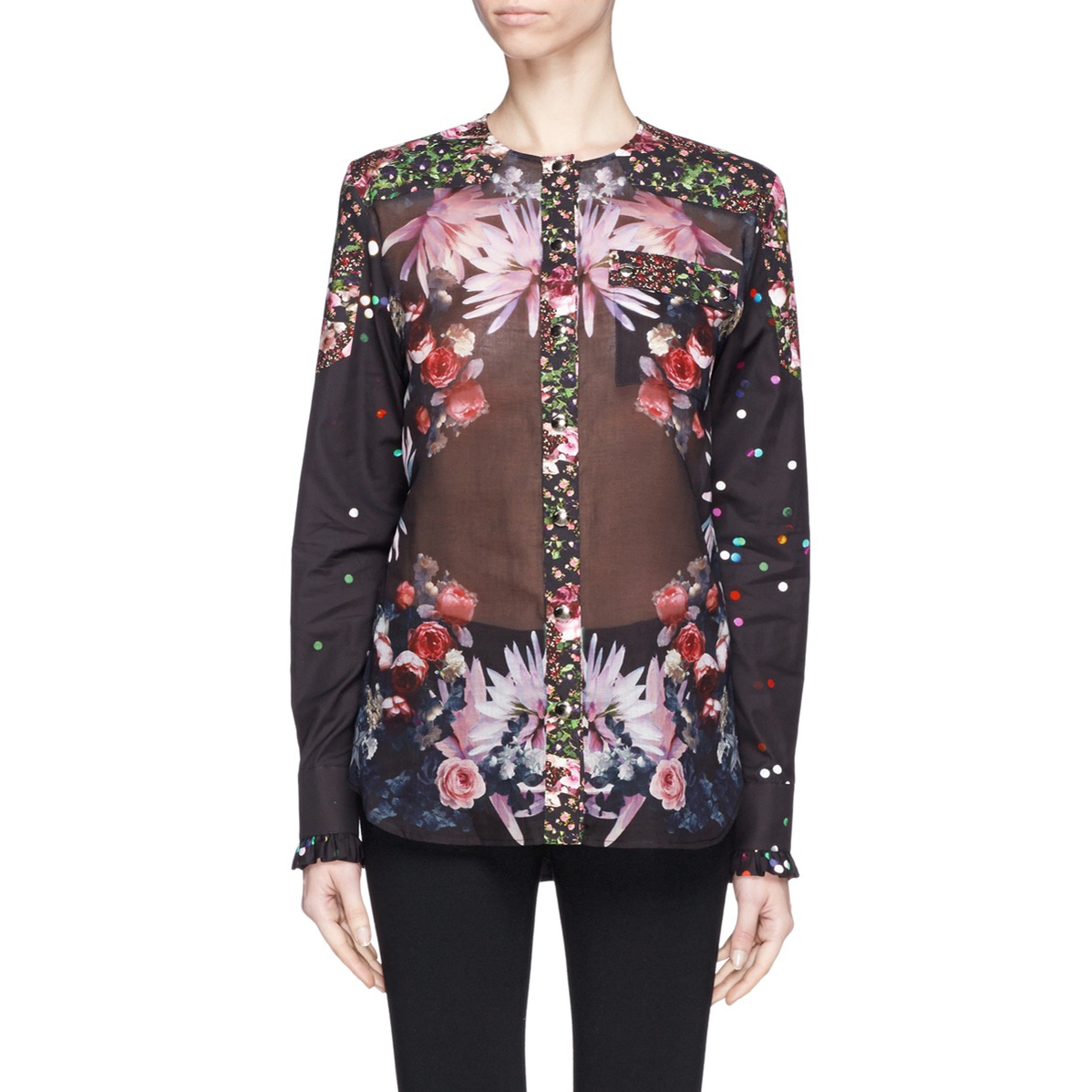 Givenchy Collage Floral & Confetti Print Cotton Shirt