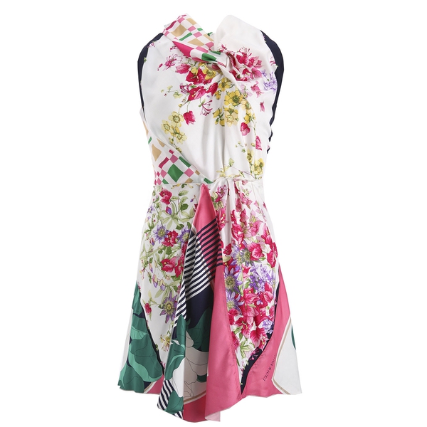 Nina Ricci Floral Print Combo Silk Halter Dress – evaChic