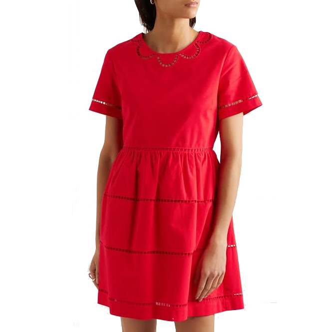 RED Valentino Embroidered Cotton Mini Dress