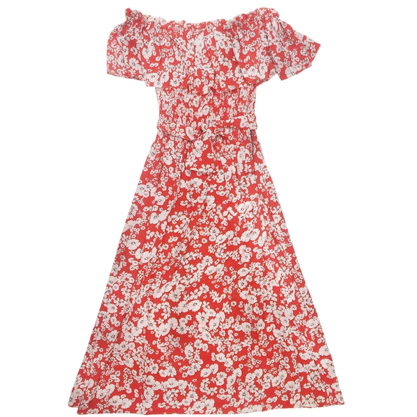 Rebecca Taylor Cherry Blossom Off-the-Shoulder Silk Dress – evaChic