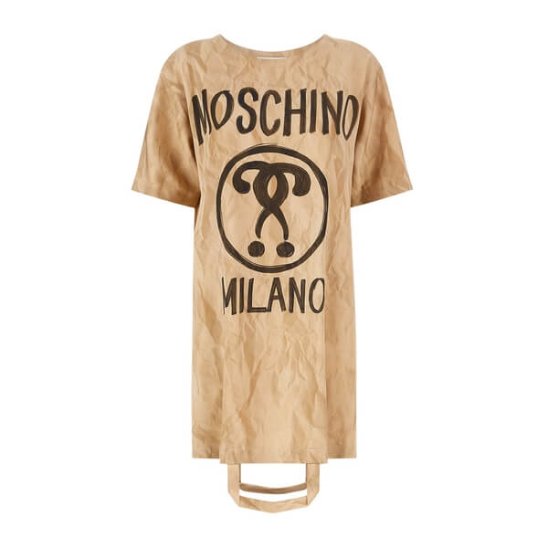 Moschino Printed Logo Paper Bag T-shirt Dress – evaChic