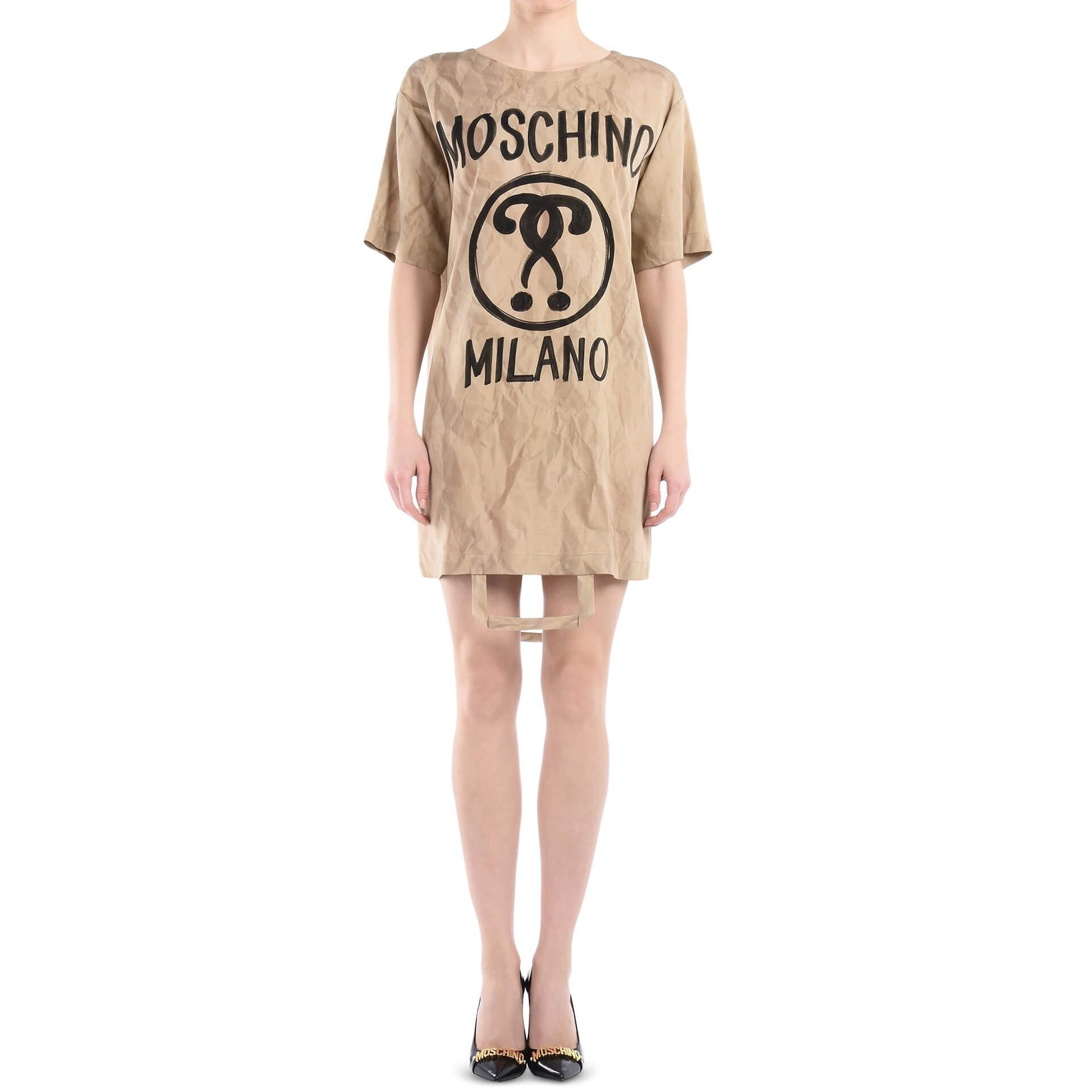 Moschino Printed Logo Paper Bag T-shirt Dress