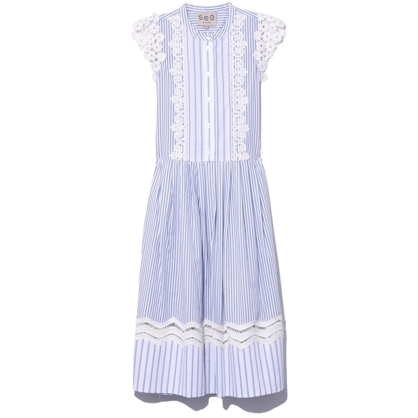 Sea Lace & Stripe Combo Dress – evaChic