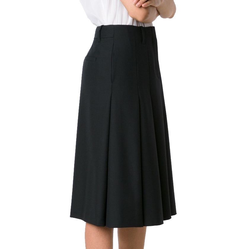 Vera Wang Pleated Wool-Blend Midi Skirt