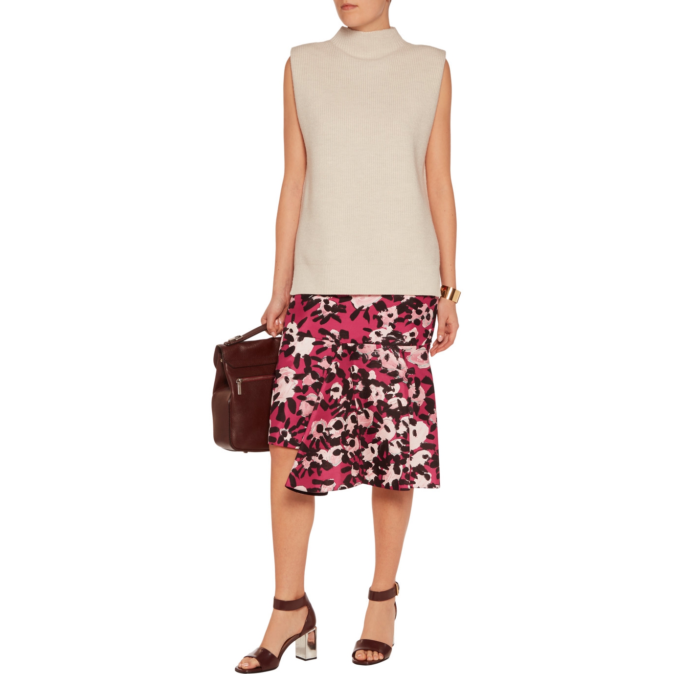 Marni Floral Print Asymmetric Hem Skirt