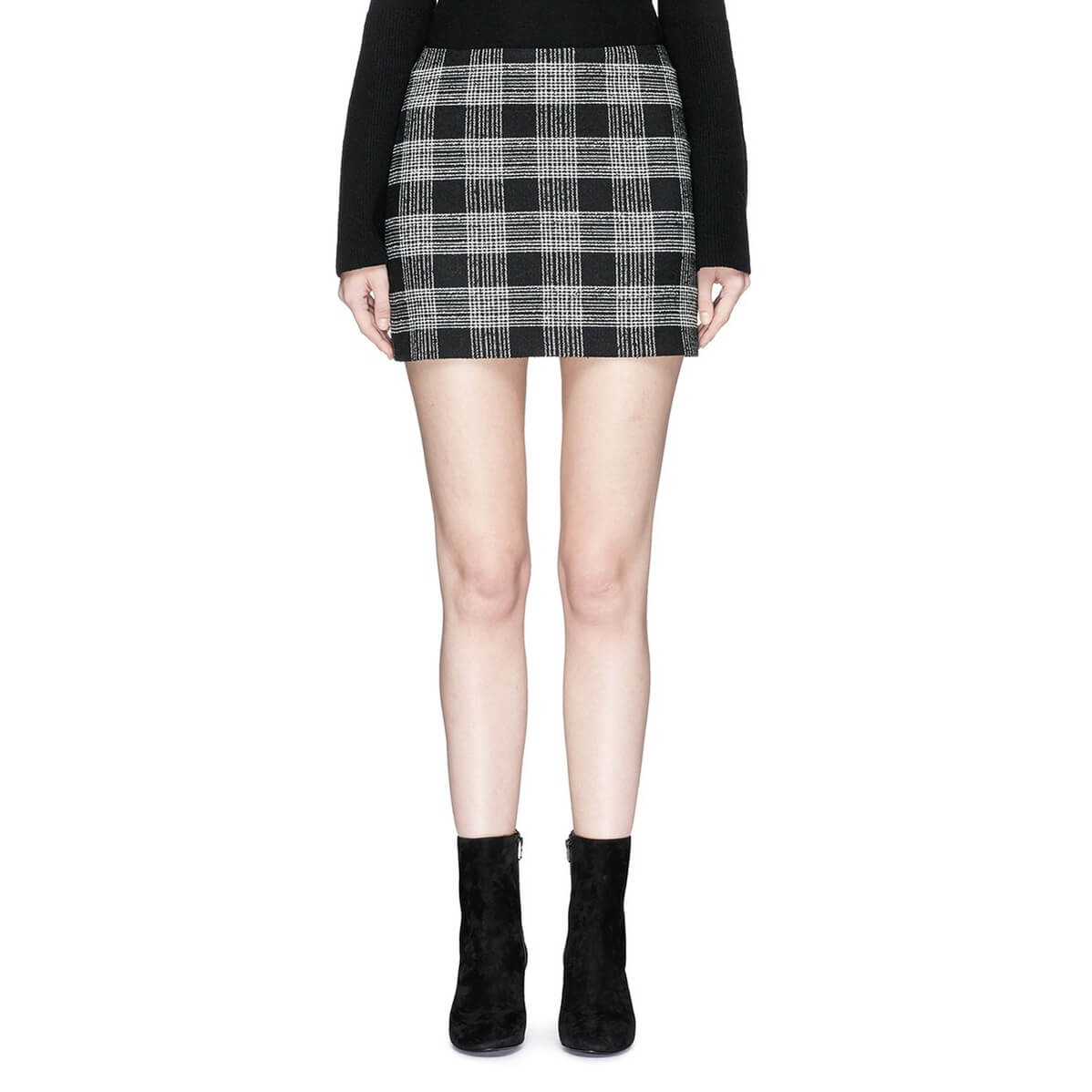 Alice + Olivia Elana Plaid Wool Blend Mini Skirt