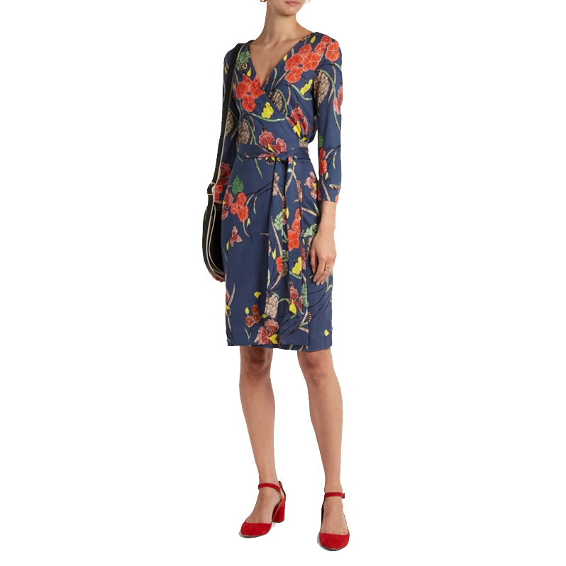 Diane von Furstenberg V-Neck Silk-Jersey Wrap Dress