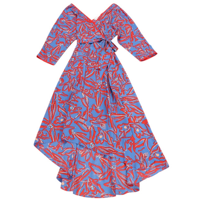 Diane von Furstenberg Floral Long Sleeve Asymmetric Hem Dress