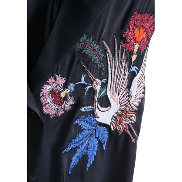 Sandro Hoxton Bird Embroidered Satin Shirt – evaChic