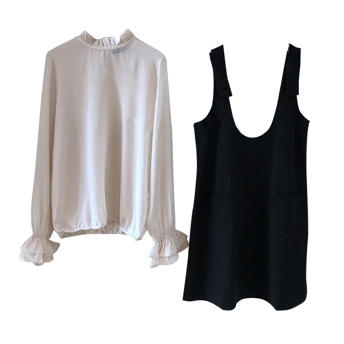Twinset Pinafore Dress & Silk Ruffle Shirt – evaChic