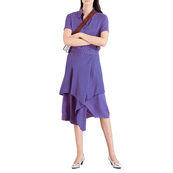 Diane von Furstenberg Striped High-Waist Asymmetric Ruffle Silk Skirt