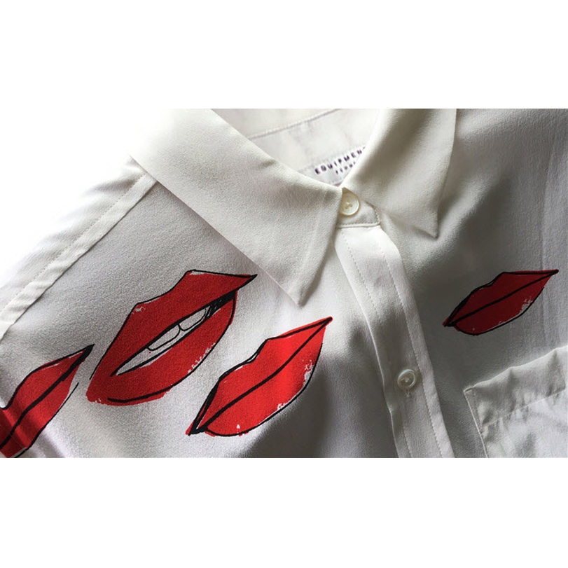 Equipment Daddy x Garance Doré Red Lip Print Silk Shirt – evaChic