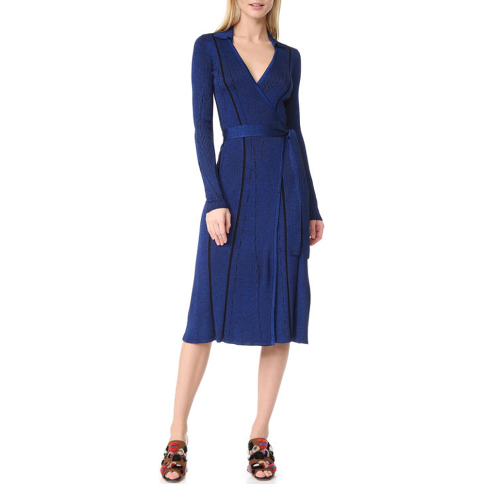 Diane von Furstenberg Transfer Rib Wrap Dress – evaChic