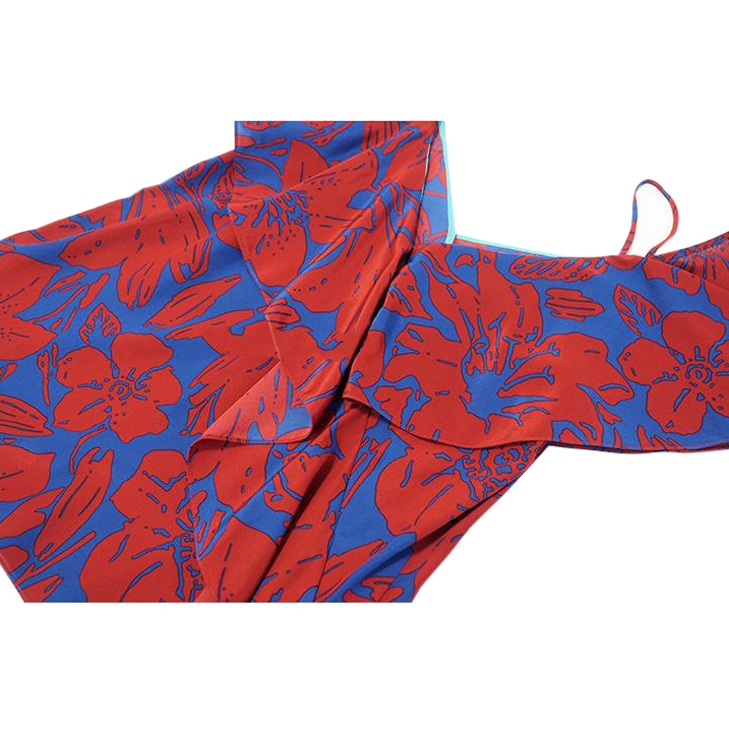 Diane von Furstenberg Ruffle Cold-Shoulder Floral Silk Blouse