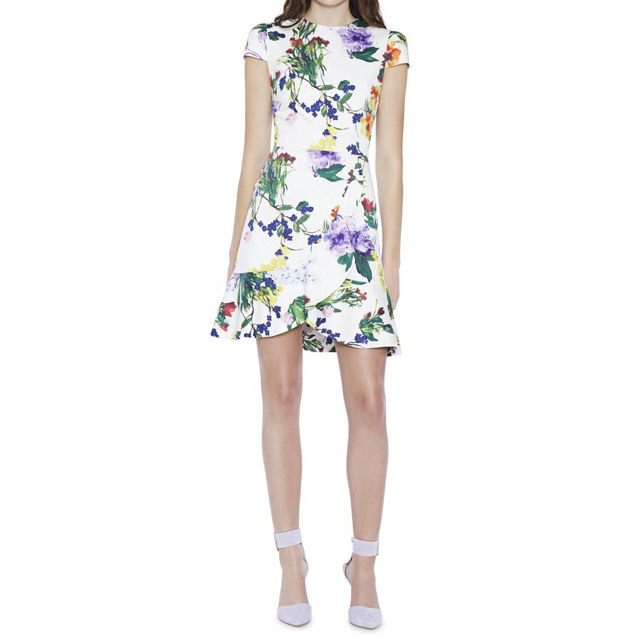 [30% extra off] Alice + Olivia Kirby Cap Sleeve Floral Ruffle Dress ...
