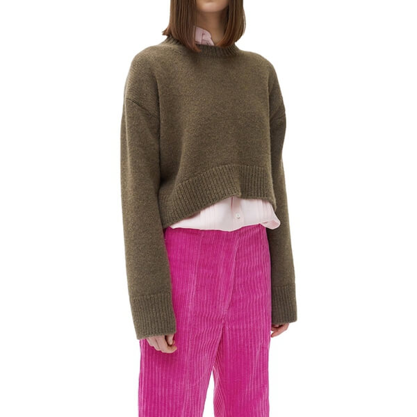 Céline Asymmetric Cropped Crewneck Cashmere Sweater