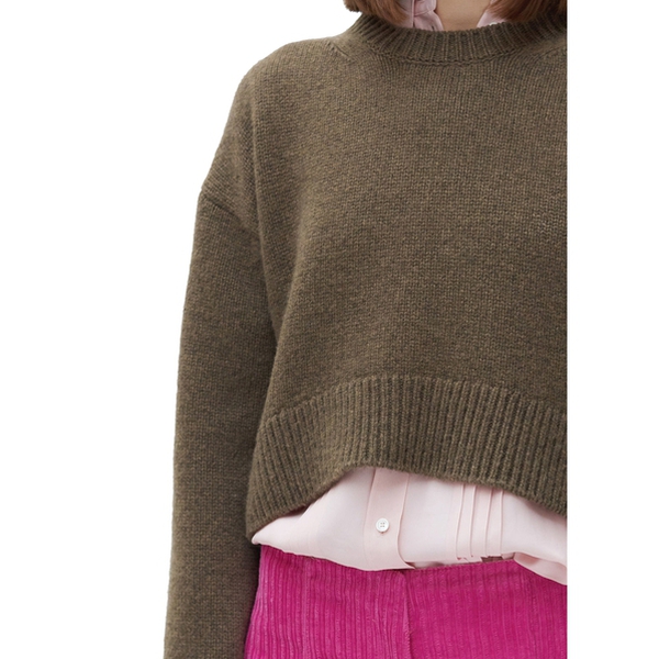 Céline Asymmetric Cropped Crewneck Cashmere Sweater