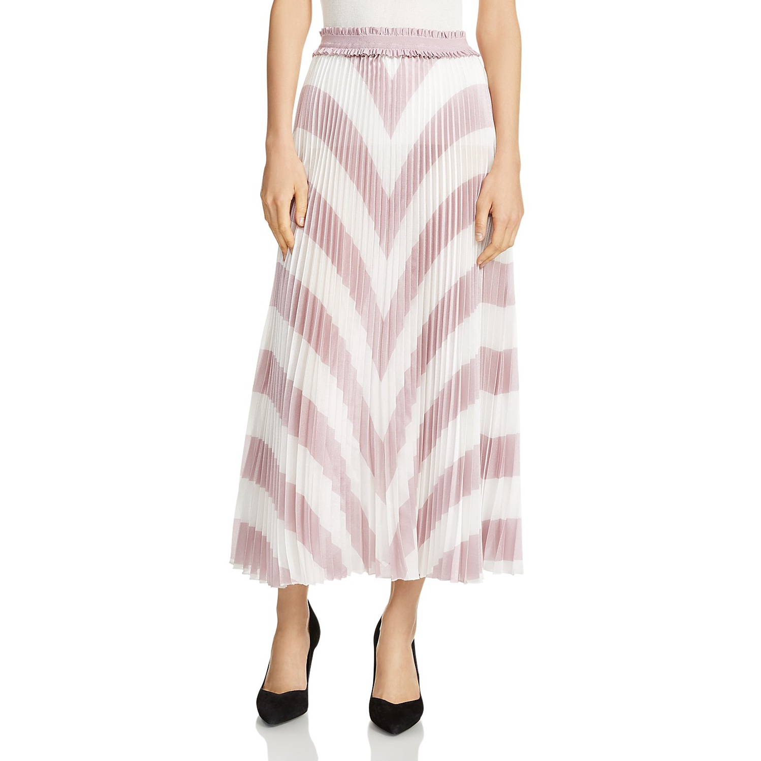 Maje Joro Pleated Stripe Skirt