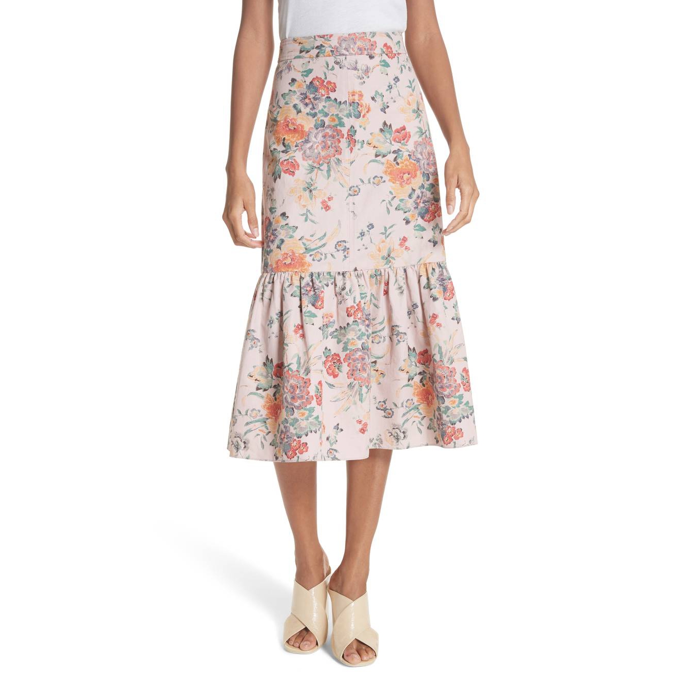 Rebecca Taylor Marlena Ruffled Floral Skirt