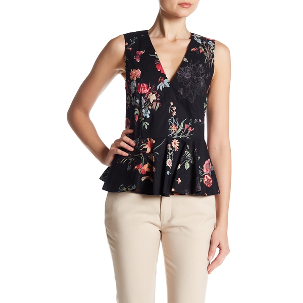 Rebecca Taylor Meadow Floral V-Neck Peplum Top
