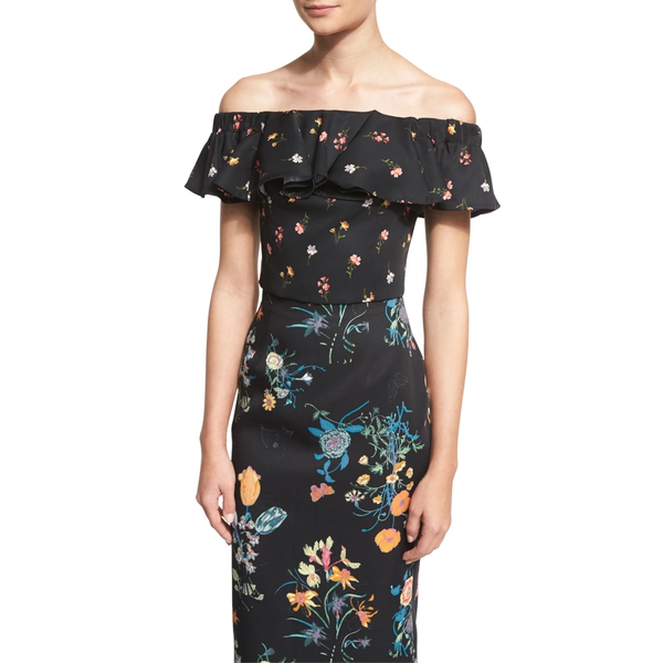 Rebecca Taylor Meadow Off-the-Shoulder Floral Top