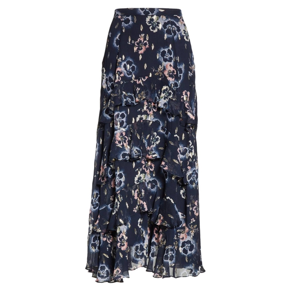 Rebecca Taylor Faded Floral Tiered Ruffle Midi Skirt – evaChic